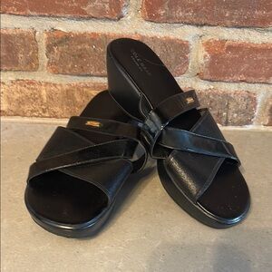Cole Haan Black Wedge Sandals